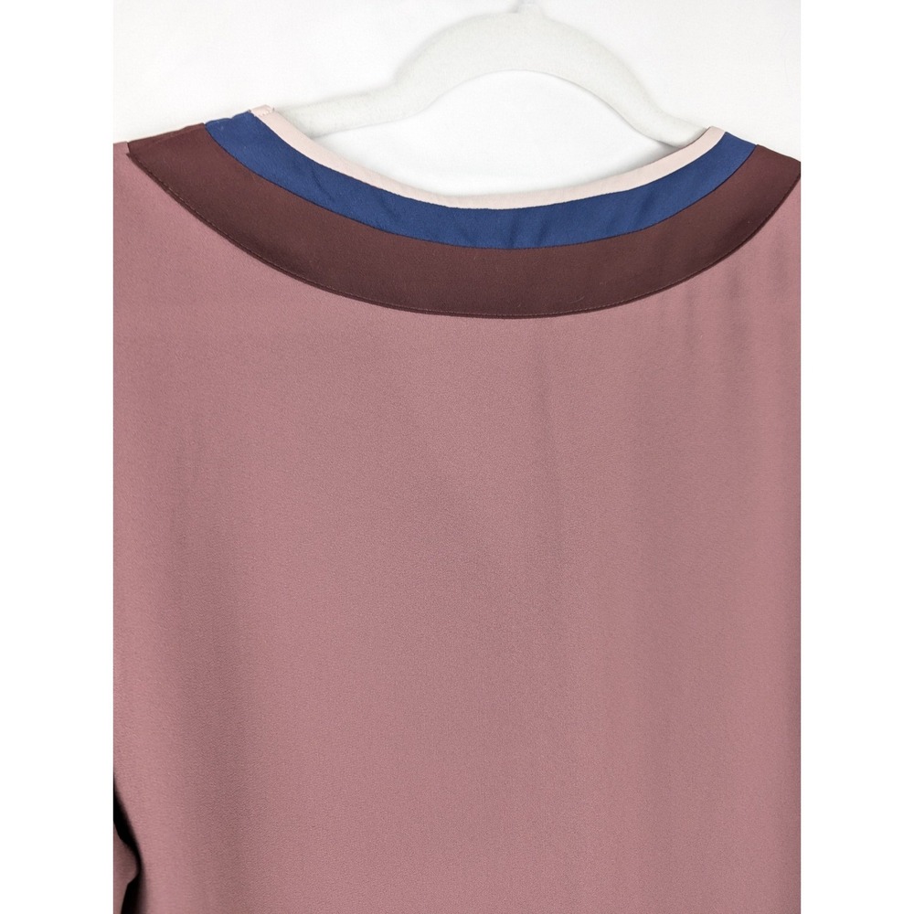 Express Long‎ Sleeve Colorblock V Neck Top Size L Pink Mauve Boho Classic Career - Picture 7 of 10